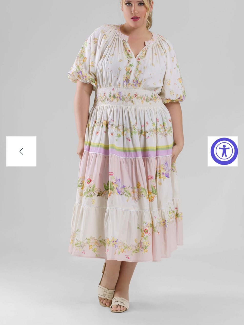 NWT Lilyana 100% Cotton Romantic Floral Tiered Maxi Dress, sz. 2X - Picture 3 of 8